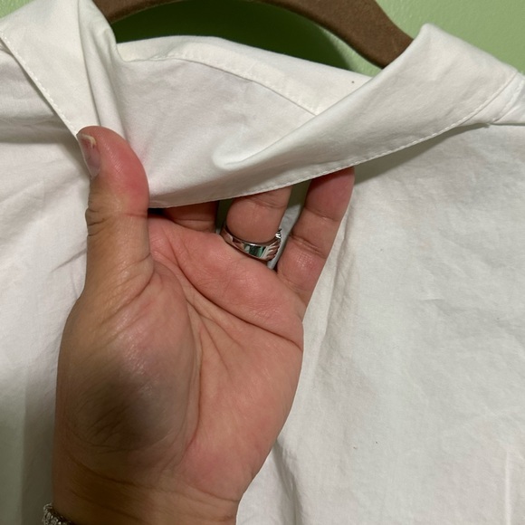 Talbots White Crinkled tuxedo long sleeve Blouse,Size 14 NWOT - Picture 5 of 5